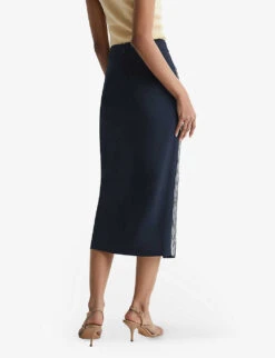 Reiss Pia High-rise Side-stripe Stretch-woven Pencil Skirt -Closet By She R04086997 NAVY ALT03