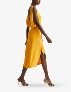 Reiss Kalea Tied-waist Draped Woven Midi Dress -Closet By She R04087010 YELLOW ALT02