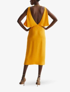 Reiss Kalea Tied-waist Draped Woven Midi Dress -Closet By She R04087010 YELLOW ALT03