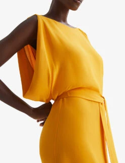 Reiss Kalea Tied-waist Draped Woven Midi Dress -Closet By She R04087010 YELLOW ALT04