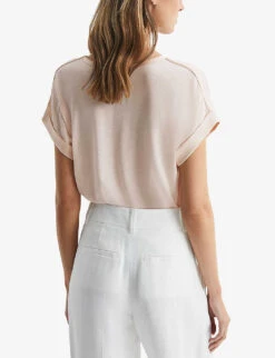 Reiss Helen Relaxed-fit Stretch-silk T-shirt 10 Reiss Helen Relaxed-fit Stretch-silk T-shirt -Closet By She R04087049 NUDE ALT03