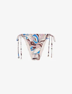 Reiss Jamila Print-embellished High-rise Bikini Bottoms