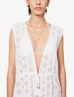 Melissa Odabash Tessa V-neck Cotton Kaftan 11 Melissa Odabash Tessa V-neck Cotton Kaftan -Closet By She R04090059 WHITE ALT04