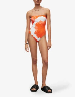 AllSaints Catriona Mariana Bandeau Swimsuit -Closet By She R04090571 ORANGETIEDYE ALT02