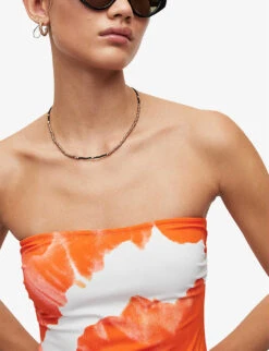 AllSaints Catriona Mariana Bandeau Swimsuit -Closet By She R04090571 ORANGETIEDYE ALT04