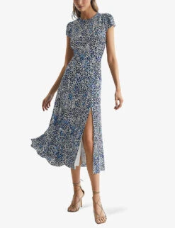 Reiss Livia Abstract-print Woven Midi Dress -Closet By She R04091606 BLUE ALT02