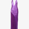 Valeria Halter-neck Side-split Satin Maxi Dress -Closet By She R04091973 ORCHIDPURPLE M