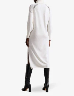 Ted Baker Malorri Stitch-insert Knitted Midi Dress -Closet By She R04093047 WHITE ALT02