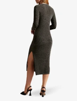 Ted Baker Slim-fit Metallic-knitted Midi Dress -Closet By She R04093895 DKGREEN ALT02