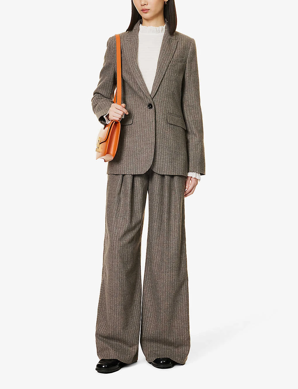 ME AND EM Striped Wide-leg High-rise Woven Trousers 4 ME AND EM Striped Wide-leg High-rise Woven Trousers - Image 2