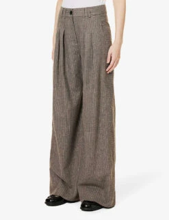 ME AND EM Striped Wide-leg High-rise Woven Trousers 10 ME AND EM Striped Wide-leg High-rise Woven Trousers -Closet By She R04094228 BLEACHEDBROWNCHALK ALT02