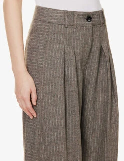 ME AND EM Striped Wide-leg High-rise Woven Trousers 12 ME AND EM Striped Wide-leg High-rise Woven Trousers -Closet By She R04094228 BLEACHEDBROWNCHALK ALT04