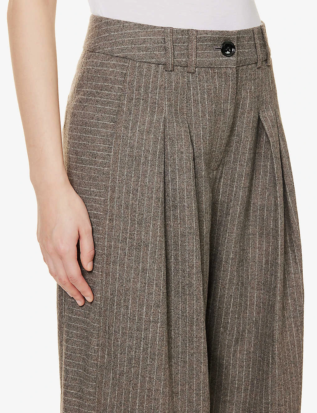 ME AND EM Striped Wide-leg High-rise Woven Trousers 7 ME AND EM Striped Wide-leg High-rise Woven Trousers - Image 5