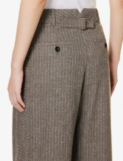 ME AND EM Striped Wide-leg High-rise Woven Trousers 13 ME AND EM Striped Wide-leg High-rise Woven Trousers -Closet By She R04094228 BLEACHEDBROWNCHALK ALT05