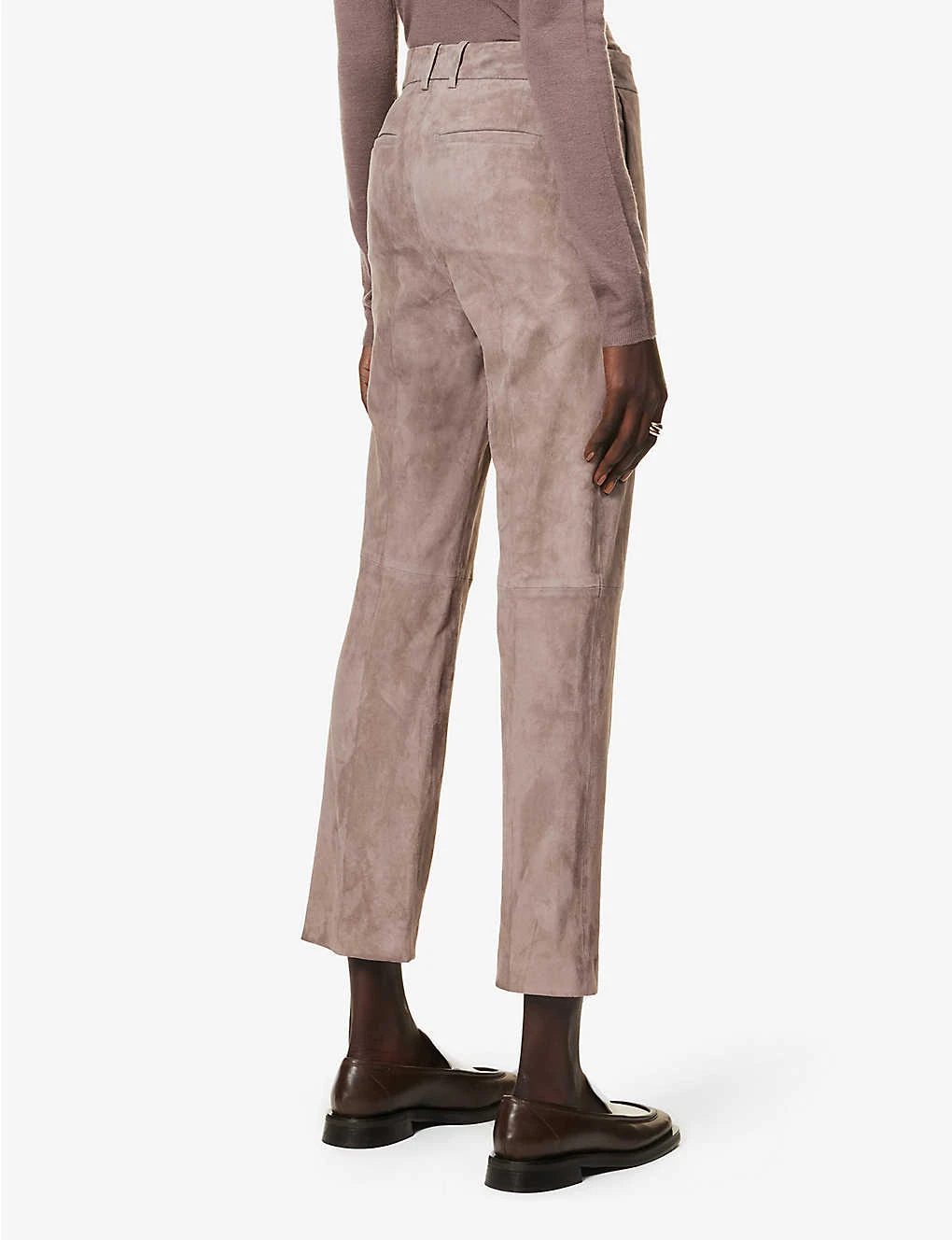 Joseph Coleman Straight-leg High-rise Suede Trousers 6 Joseph Coleman Straight-leg High-rise Suede Trousers - Image 4