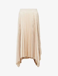 Joseph Ade Plisse Satin Midi Skirt