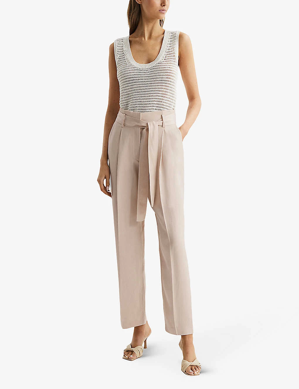 Reiss Mylie Belted Tapered-leg Woven Trousers 4 Reiss Mylie Belted Tapered-leg Woven Trousers - Image 2