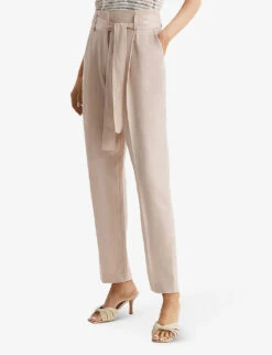 Reiss Mylie Belted Tapered-leg Woven Trousers 9 Reiss Mylie Belted Tapered-leg Woven Trousers -Closet By She R04095898 NEUTRAL ALT02
