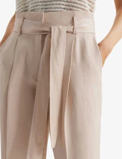 Reiss Mylie Belted Tapered-leg Woven Trousers 11 Reiss Mylie Belted Tapered-leg Woven Trousers -Closet By She R04095898 NEUTRAL ALT04