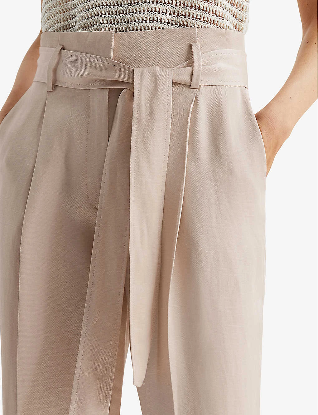 Reiss Mylie Belted Tapered-leg Woven Trousers 7 Reiss Mylie Belted Tapered-leg Woven Trousers - Image 5