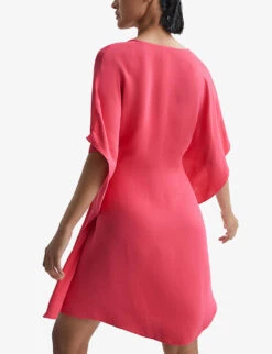 Reiss Peony Short-sleeve Woven Mini Wrap Dress 10 Reiss Peony Short-sleeve Woven Mini Wrap Dress -Closet By She R04095900 PINK ALT03