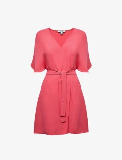 Reiss Peony Short-sleeve Woven Mini Wrap Dress
