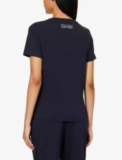 Calvin Klein Reimagined Heritage Logo-print Stretch-cotton T-shirt -Closet By She R04097697 NIGHTSKY ALT02