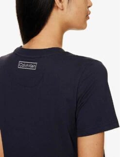 Calvin Klein Reimagined Heritage Logo-print Stretch-cotton T-shirt -Closet By She R04097697 NIGHTSKY ALT03