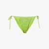 SELF PORTRAIT Hot Fix Sequin-embellished Mid-rise Bikini Bottoms -Closet By She R04098652 GREEN M