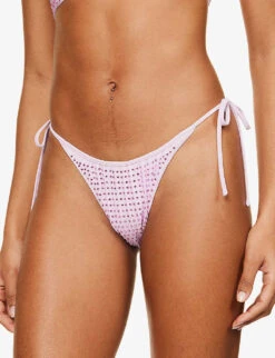 SELF PORTRAIT Hot Fix Crystal-embellished Bikini Bottoms -Closet By She R04098653 LILAC ALT02