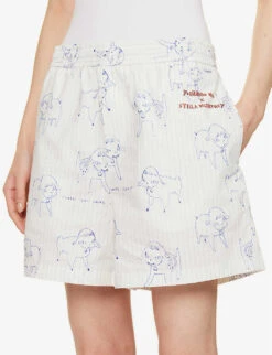 Yoshitomo Nara X Stella McCartney Graphic-print Cotton-poplin Shorts -Closet By She R04099325 MULTICOLOR ALT04