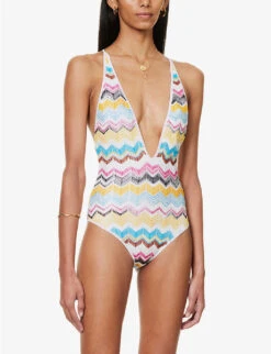 Missoni Chevron-knit V-neck Swimsuit -Closet By She R04100166 MULTICOLORCHEVRON ALT02
