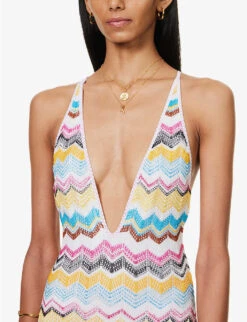 Missoni Chevron-knit V-neck Swimsuit -Closet By She R04100166 MULTICOLORCHEVRON ALT04