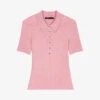 Maje Short-sleeved Stretch-woven Knitted Polo Shirt 2 Maje Short-sleeved Stretch-woven Knitted Polo Shirt -Closet By She R04101529 ROSES M