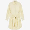 Maje Draped Tied Woven-blend Mini Shirt Dress 2 Maje Draped Tied Woven-blend Mini Shirt Dress -Closet By She R04101558 VERTS M