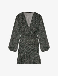 Maje Pleated Woven Mini Dress