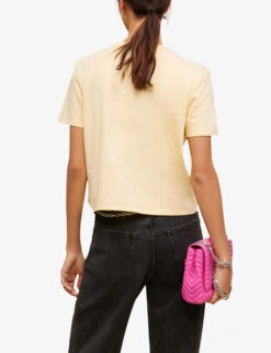 Maje Embellished-neckline Cotton-jersey T-shirt 10 Maje Embellished-neckline Cotton-jersey T-shirt -Closet By She R04101721 JAUNESORANGES ALT03
