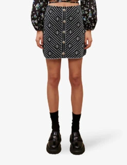 Maje Jasmina Jacquard Mini Skirt -Closet By She R04101723 NOIRGRIS ALT02