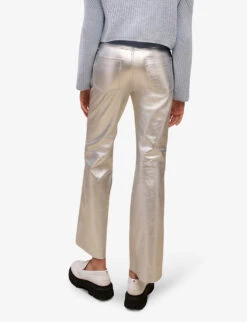 Maje Plutom Flared Mid-rise Leather Trousers -Closet By She R04101767 NOIRGRIS ALT03