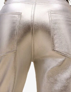 Maje Plutom Flared Mid-rise Leather Trousers -Closet By She R04101767 NOIRGRIS ALT04