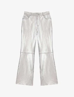 Maje Plutom Flared Mid-rise Leather Trousers