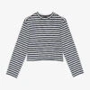 Maje Timarin Stripe-print High-neck Cropped Jersey T-shirt 2 Maje Timarin Stripe-print High-neck Cropped Jersey T-shirt -Closet By She R04101773 BLANC M