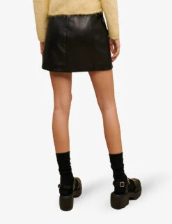 Maje Jianou Leather Mini Skirt -Closet By She R04101852 NOIRGRIS ALT03