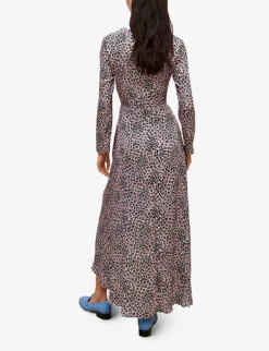 Maje Rave Leopard-print Cut-out Stretch-satin Midi Dress -Closet By She R04101854 ROSES ALT03