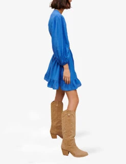 Maje Ribleu Tied-waist Wrap Woven Mini Dress -Closet By She R04101871 BLEUS ALT02