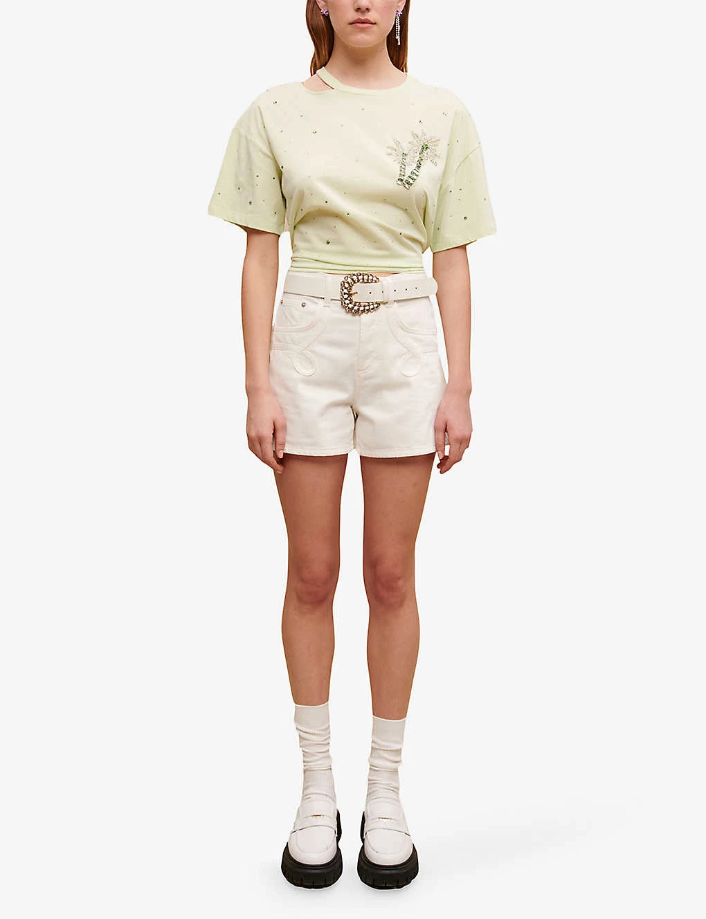 Maje Floral-embellished Cotton T-shirt 4 Maje Floral-embellished Cotton T-shirt - Image 2