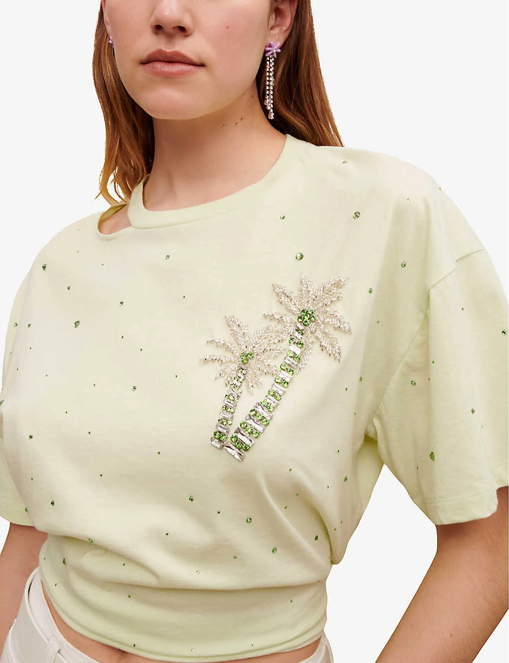 Maje Floral-embellished Cotton T-shirt 7 Maje Floral-embellished Cotton T-shirt - Image 5