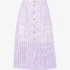 Sandro Striped Linen-blend Midi Skirt -Closet By She R04102440 NOIRGRIS M