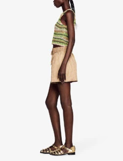 Sandro Crochet-pattern Woven Top -Closet By She R04102453 VERTS ALT02