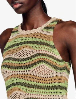 Sandro Crochet-pattern Woven Top -Closet By She R04102453 VERTS ALT04
